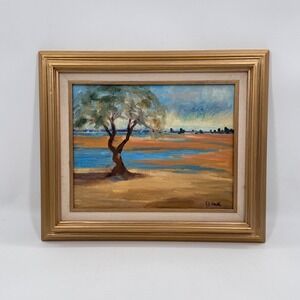 Original Oil Painting Landscape Tree by Water Signed Impressionist 19x16